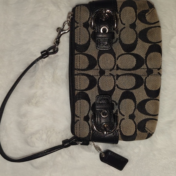 Coach Signature Black and Tan Clutch Wristlet - Picture 12 of 12